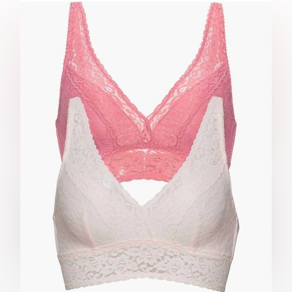 Felina Other - Felina Signature Stretch Lace Bralette 2-Pack NWT – Pink & White (Size Medium)